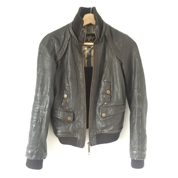 Leather moto Bomber - Picture 2 of 6